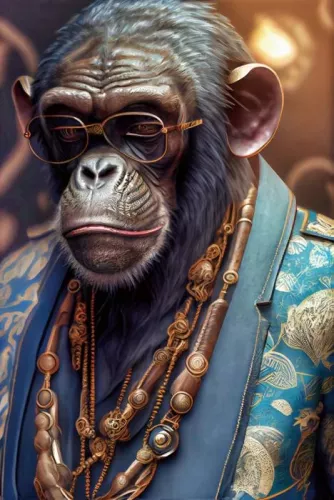 monkey in suit 80x120cm