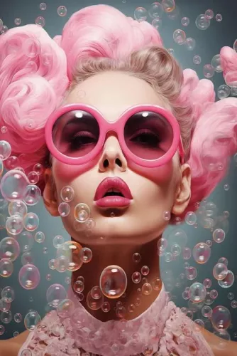 Pink Woman with Bubbles 80x120cm