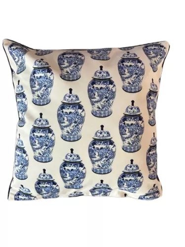 Kissen China Vase Beige/Blau 40x40cm