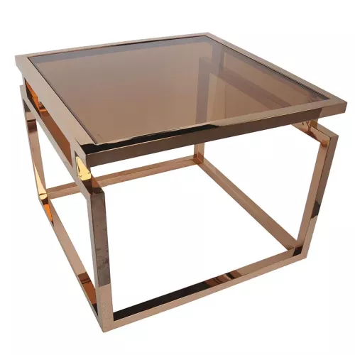 Couchtisch Stapleton 65x65x50cm Gold Klarglas