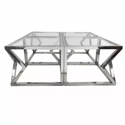 Couchtisch Elton 112x112x43cm Silber Klarglas
