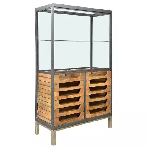 Vitrinenschrank Orono 98x46x165cm Schubladen
