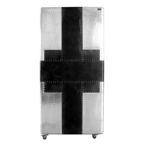 Airplane Weinschrank Sussex 86x80x177cm mit schwarzem Leder