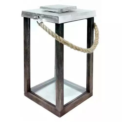 Laterne 25.5x25.5x46cm mit Seil silber