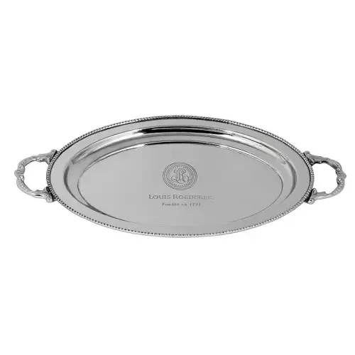 Serviertablett 43x28x2cm Oval silber