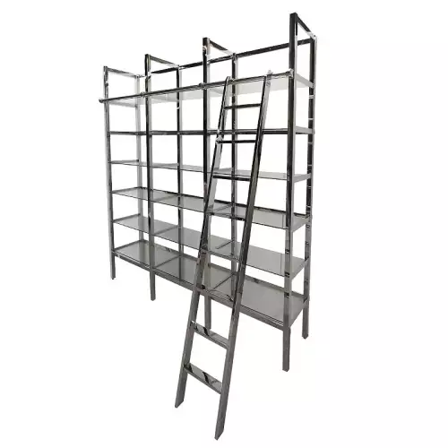 Schrank Highland 223x45x245cm Silber / Klarglas