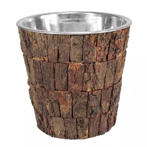 Weinkühler 22x22x21cm mit Holz und Silber