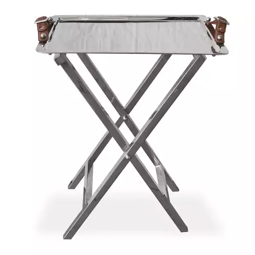 Tablett auf Ständer 46x37x60cm mit Ledergriffen