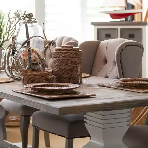 Hazenkamp Fachhändler Unterteller Vada 35x35x4cm aus geflochtenem Rotan handgefertigt (115176)