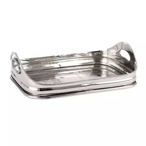 Tablett 38x26x12cm mit Ätzung 2 Wappen silber