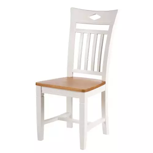 Ländlicher Esszimmerstuhl Dijon weiß und braun