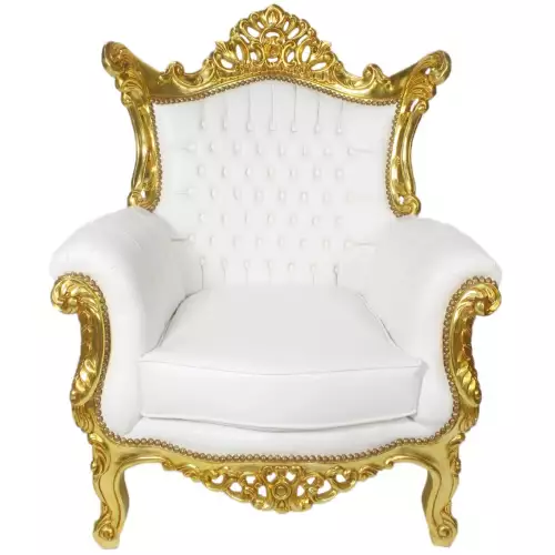 Barocksofa setset royal lyse goud-wit skai