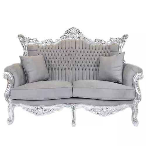 Barocksofa set royal lyse zilver-grijs