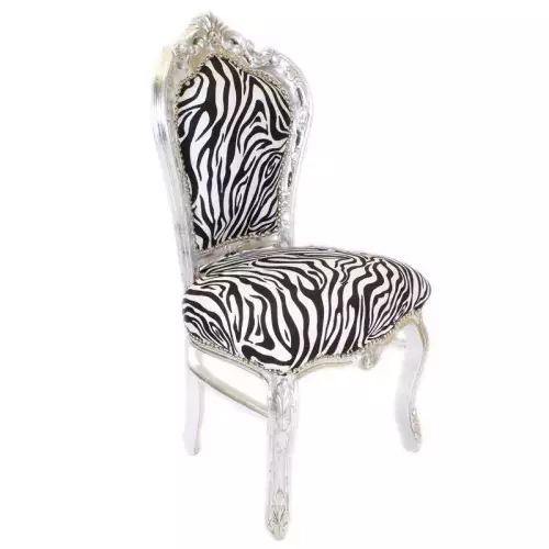 Barockstuhl St 5 silber/zebra