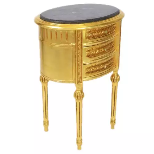 Barock Kommode Alexia  Gold/schwarz Oval