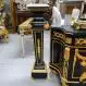 Luxus Barock Commode mit 2 Sulen schwarz-gold vergoldet