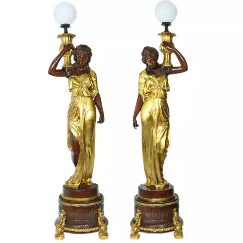 Barocksule 2er set Stehlampe mit Figur deluxe Gold