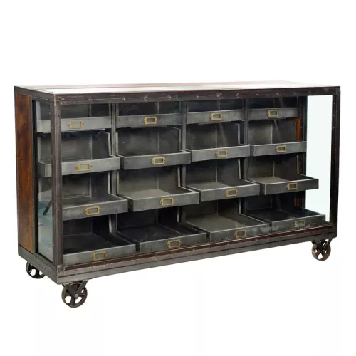 Glass Drawer Cabinet Santiago 178x55x247cm