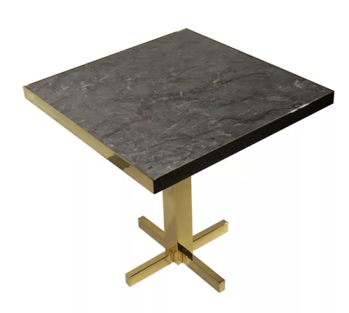 Esstisch Gold Kunstmarmor Schwarz 76x76x76cm