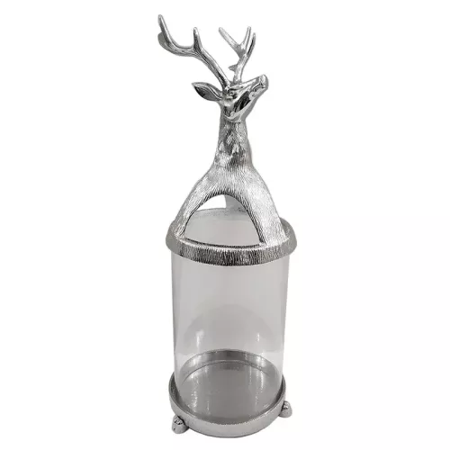 Rentier-Sturmlicht Groß 22x22x64cm